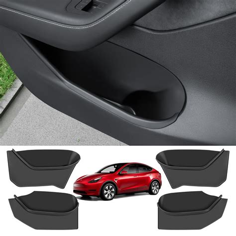 KUNIST 4PCS Door Side Storage Box For Tesla Model Y Door Protector