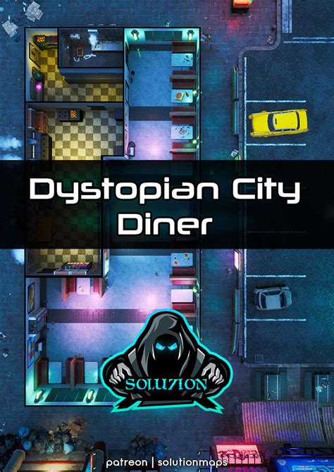 Dystopian City Diner P Cyberpunk Animated Battle Map