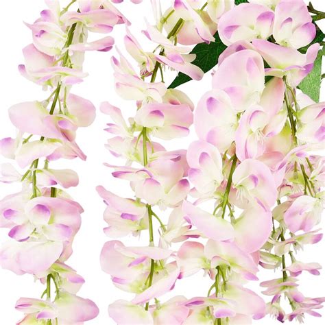 Set Of 3 Lavender Cream Artificial Japanese Wisteria Flower Stem Hanging Spray Bush 44in 44 L