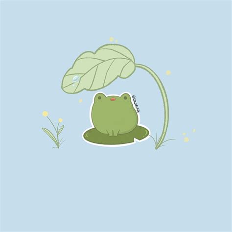 1080p Download Gratis Cute Frog Sticker Duduk Lilypad Green Sticker Adorable Froggy Aesthetic