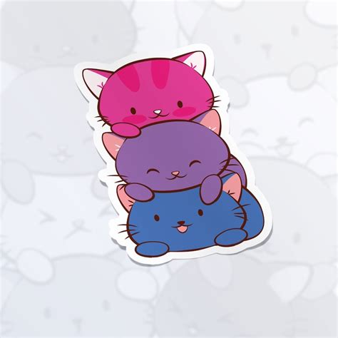 Kawaii Cats Bi Pride Sticker Cute Pride Cat Sticker For Etsy