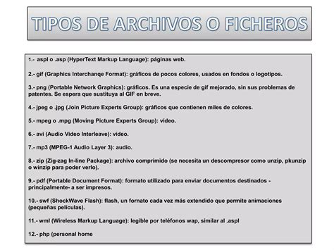 Tipos De Archivos O Ficheros Ppt