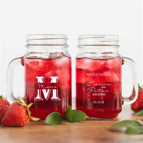 16 Oz Custom Mason Jars With Handles | Glassware - 24HourWristbands.Com