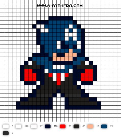 Captain America Bucky 8 Bit Perler Bead Pattern Perler Bead Art