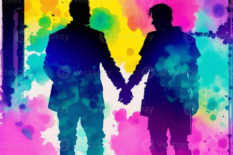 Pride Month A Colorful Illustration Of Two Men Holding Hands Gay