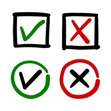 Premium Vector Tick And Cross Signs Checkmark Ok And X Icons