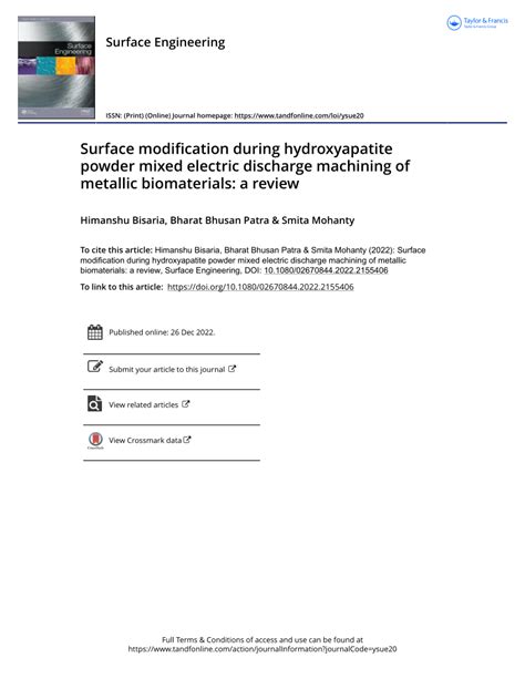 PDF Surface Modification During Hydroxyapatite Powder Mixed Electric