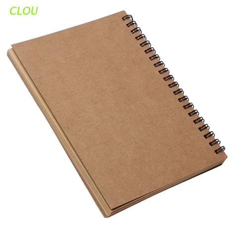 Clou Reeves Retro Spiral Bound Coil Sketch Book Blank Notebook Kraft