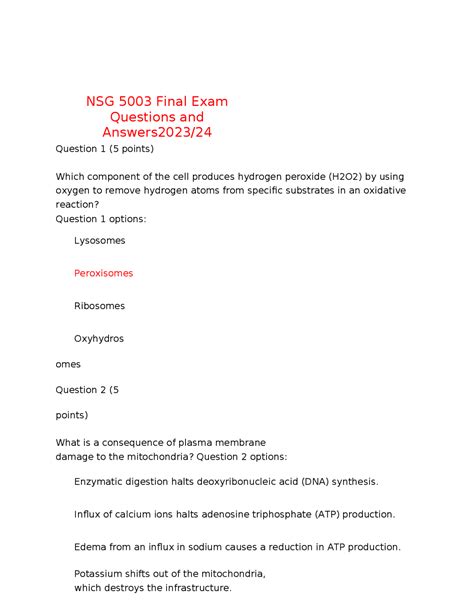 Nsg 5003 Final Exam Questions And Answers202324 Exams Nursing Docsity