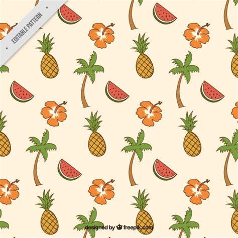 Free Vector Vintage Fruits Pattern