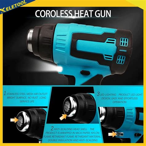 Cordless Hot Air Gun Compact Gun Cordless Handheld High Temperature Heat Shrink Gun Welding Heat