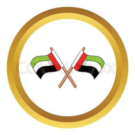 UAE flag vector icon in golden circle, ... | Stock vector | Colourbox