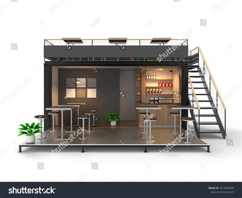 3d Illustration Mini Cafe Container Design: ภาพประกอบสต็อก 1812878329 ...