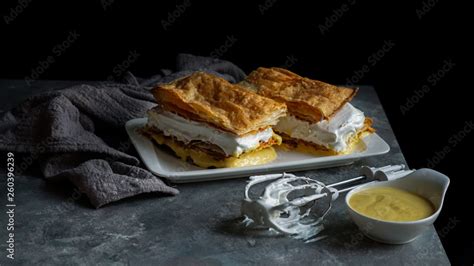 Costrada Or Millefeuille With Traditional Dessert Made With Puff