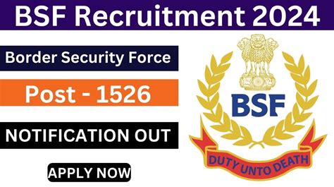 BSF Recruitment 2024 Notification Out Apply For HC ASI Posts