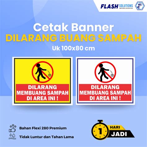 jual cetak banner dilarang buang sampah shopee indonesia