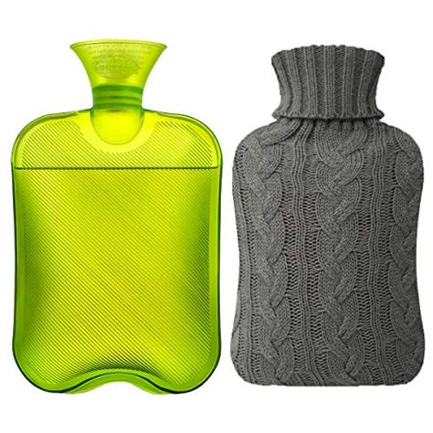 Samply Hot Water Bottle Liter Water Bag With Knitted Cover Transparent Green Pricepulse
