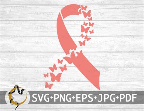 Endometrial Cancer Butterfly Ribbon Svg Endometrial Cancer Etsy