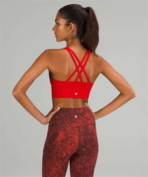 Lululemon Energy High Neck Longline Zip Front Bra Medium Support B D Cups Dark Red Lulu