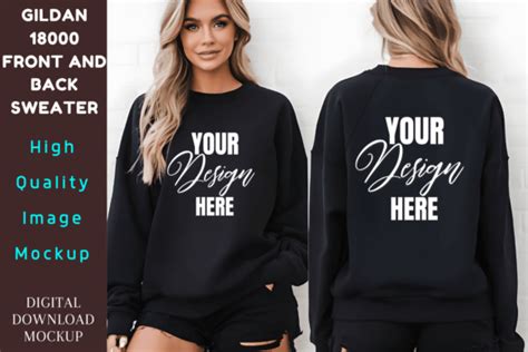 Gildan Front And Back Sweater Mock Graphic By Designsquad