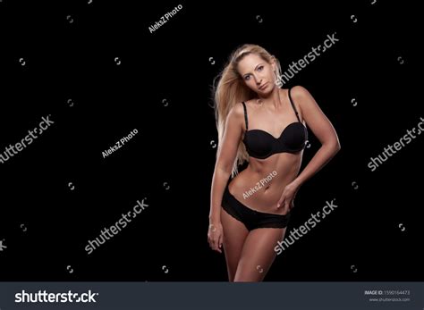 Sexy Girl Black Lingerie On Dark Stock Photo Edit Now