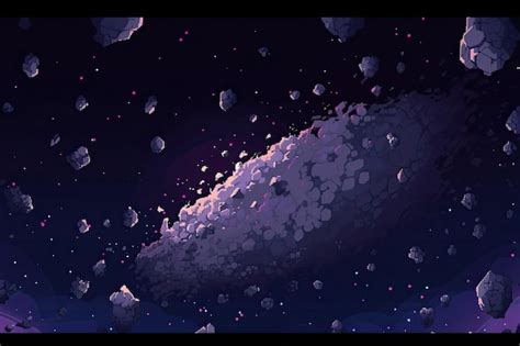 Premium Photo | Asteroid with sky background in pixel art style