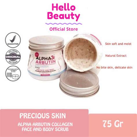 Precious Skin Alpha Arbutin Plus Collagen Body Face Scrub Gr