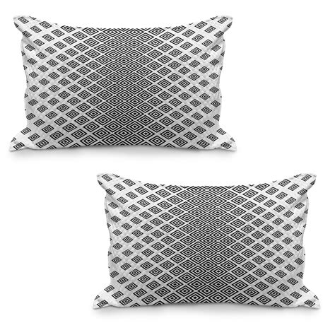 Abstract Quilted Pillowcover Set Of 2 Vertical Square Shaped Geometric