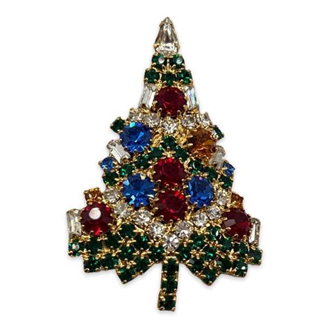 Vintage Eisenberg Ice Christmas Tree Pin Vintage Jewerly Collect