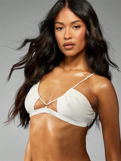 Cut Out Detail Spaghetti Strap Bralette Tie Style Bikini TopMISSGUIDED