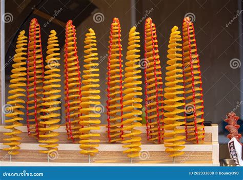 Chinese Snacks Potato Tornados Also Called Twist Potatoes Stock Photo