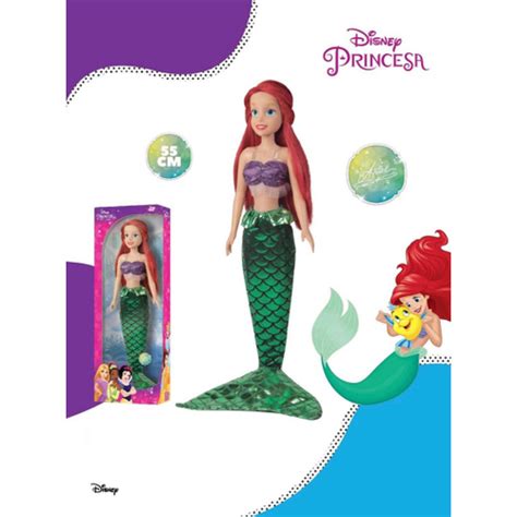 Boneca Ariel Princesa Disney Pequena Sereia Articulada 55Cm No Shoptime