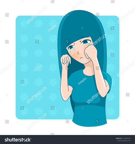 Cute Crying Blue Haired Anime Girl Stock Vector (Royalty Free ...