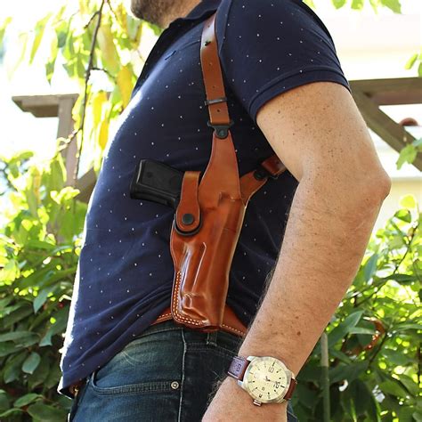 Buy Premium Leather Vertical Shoulder Holster System With Double