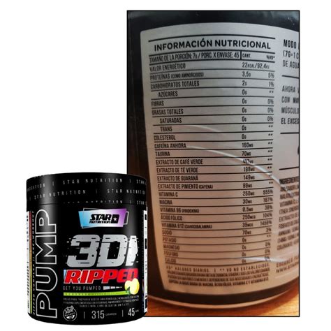 Pump 3D Ripped 315 Grs Pre Work Star Nutrition DeMusculos