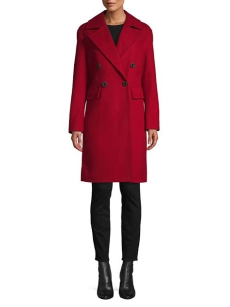 Anne Klein Double Breasted Wool Blend Coat Thebay