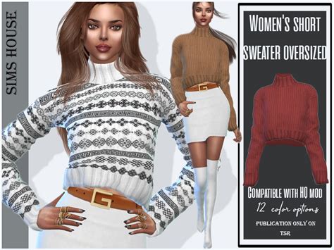 The Sims Resource Women S Short Sweater Oversized