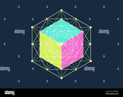 Matemático 3D cubo sólido mandala hexagonal geometría sagrada