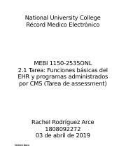 Tarea Docx National University College R Cord Medico Electr Nico