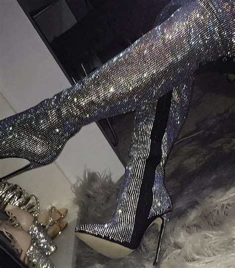 Rhinestone Thigh High Boots Shoe Boots High Heels Boots