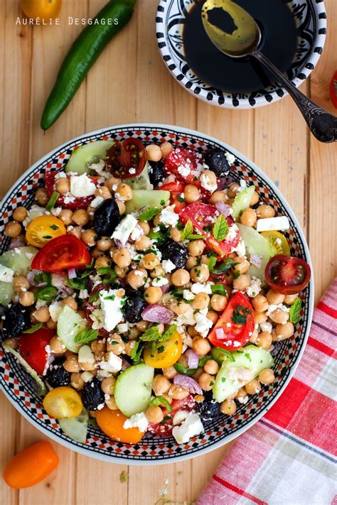 Cooking Lili Salade de Pois chiche à la Grecque pimentée Recette