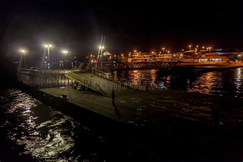 ITACOATIARA, BRAZIL - JUNE 23, 2015: Night View of a Pier at the River Port of Itacoatiara Town ...