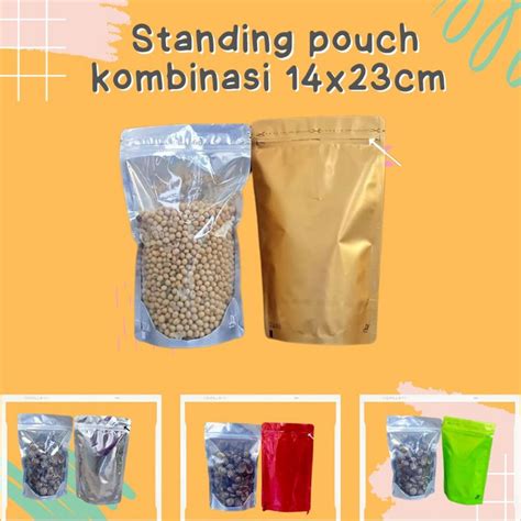 Jual Standing Pouch Kombinasi 14x23 Cm Plastik Klip Ziplock Kemasan