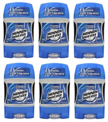 6 X Lightning Mennen Speed Stick Gel Deodorant Antiperspirant Free