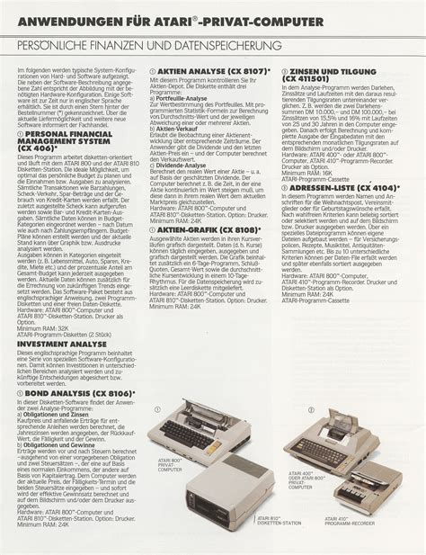 Atari 400 800 Xl Xe Catalog Atari Deutschland 1981 German