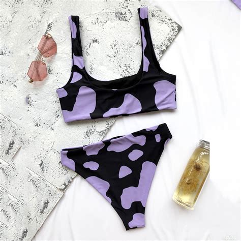 Maillot De Bain Femme Maillot De Bain Maillots De Bain Biquini Femmes Vache Imprim Bikini