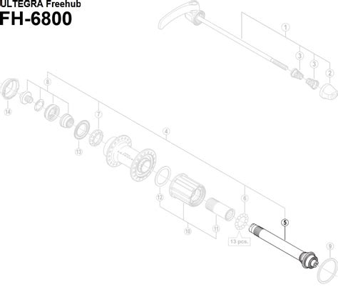 Shimano Ultegra FH 6800 Hinterradnabe Ersatzteil Hohlachse Nr 5 TNC