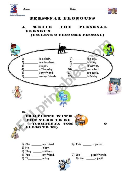 Verb To Be Personal Pronouns Esl Worksheet By Verita