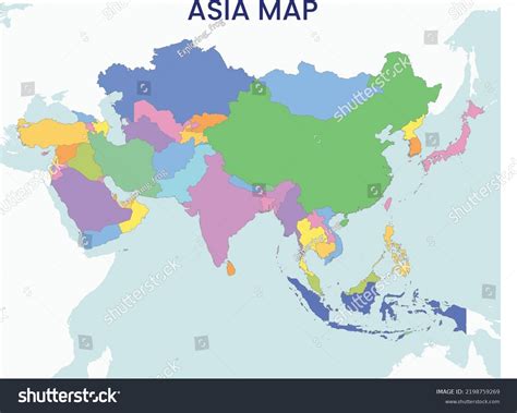 High Detailed Map Asia Continent Outline Stock Vector Royalty Free