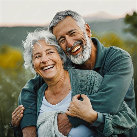 Premium Photo Photo Portrait Of An Older Elderly Couple Hugging And